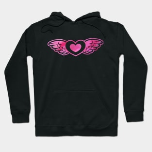 Pink Heart with Wings - Valentines day Anniversary Romance Love Celebrations Hoodie